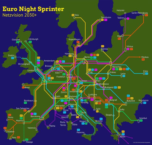 Unser Vorschlag für ein europaweites Nachtzugnetz